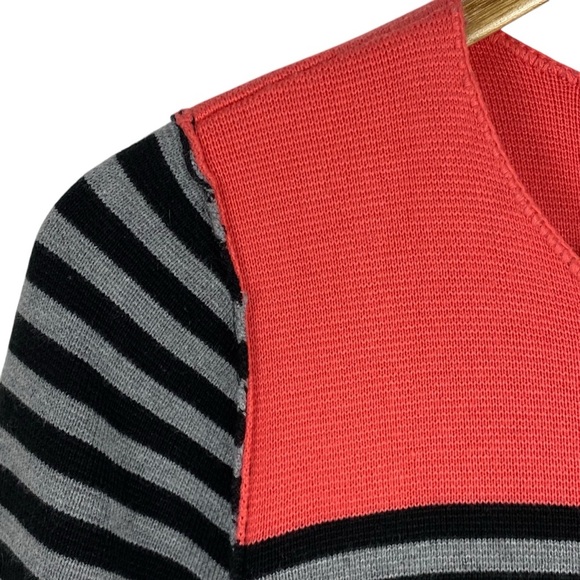 Eliza J Knit Dress Women’s Size 4 Striped Sweater Gray Black Gray Colorblock - Picture 7 of 10